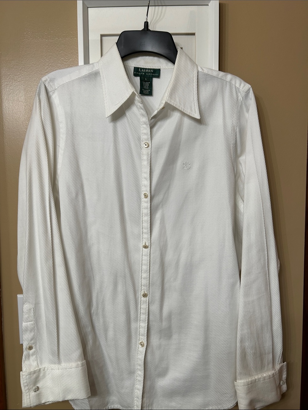 Lauren Ralph Lauren Men's Ivory Textured Dress Shirt